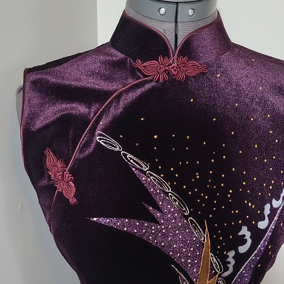 LG Velvet Holiday Party Dress Y2K Vintage Maxi Purple Sparkle Graphic - Picture 6 of 11